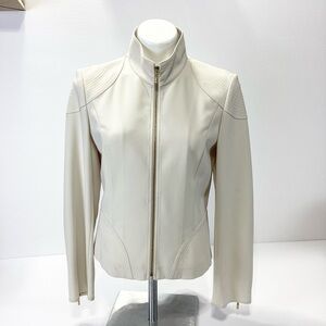 St. John Cream Full Zip Jacket Size 6 Formal Dressy Quiet Luxury Minimalist